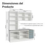 Cocina Compacta 190 cm con Cristalero 8 Puertas 3 Cajones Blanco/Gris Lux Madesa