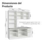 Cocina Compacta 190 cm con Cristalero 8 Puertas 3 Cajones Blanco Lux Madesa