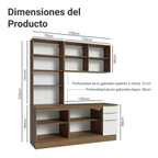 Cocina Compacta 190 cm con Cristalero 8 Puertas 3 Cajones Marrón/Blanco Lux Madesa