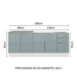 Kit con 2 Bajo Mesada Madesa Lux 4 Purtas 3 Cajones (Sin Mesada ni Bacha) Blanco/Gris