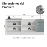 Cocina Compacta 200 cm Blanco/Gris Lux Madesa 05