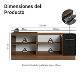 Cocina Compacta 200 x 60 cm Marrón/Negro Lux Madesa 06