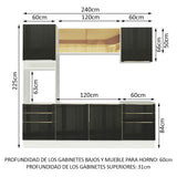 Combo completo de Cocina 240cm Blanco/Negro Lux Madesa 02
