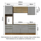 Combo completo de Cocina 240cm Marrón/Gris Lux Madesa 02