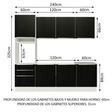 Combo completo de Cocina 240cm Blanco/Negro Lux Madesa 03