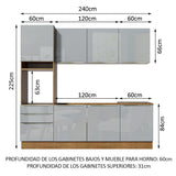 Combo completo de Cocina 240cm Marrón/Gris Lux Madesa 03