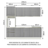 Combo completo de Cocina 240cm Blanco/Gris Lux Madesa 03