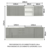 Combo completo de Cocina 240cm Blanco/Gris Lux Madesa 05