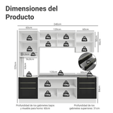 Combo completo de Cocina Madesa Lux 240cm BN 02