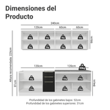 Combo completo de Cocina 240 cm Blanco/Negro Lux Madesa 09