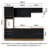 Combo completo de Cocina 260cm Marrón/Negro Lux Madesa 01