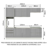 Combo completo de Cocina 260cm Blanco/Gris Lux Madesa 01