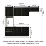 Combo completo de Cocina 260cm Blanco/Negro Lux Madesa 03