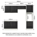 Combo completo de Cocina 260cm Blanco/Negro Lux Madesa 05