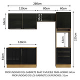 Combo completo de Cocina 260cm Marrón/Negro Lux Madesa 05