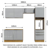 Combo completo de Cocina 260cm Marrón/Gris Lux Madesa 05