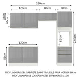 Combo completo de Cocina 260cm Blanco/Gris Lux Madesa 05