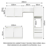 Combo Completo de Cocina 260 x 60 cm Blanco/Blanco Aterciopelado Lux Madesa 05