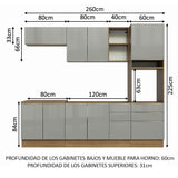 Combo completo de Cocina 260cm Marrón/Gris Lux Madesa 08