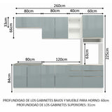 Combo completo de Cocina 260cm Blanco/Gris Lux Madesa 08