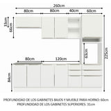 Combo Completo de Cocina 260 x 60 cm Blanco Aterciopelado Lux Madesa 08