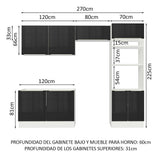 Combo completo de Cocina 270cm Blanco/Negro Lux Madesa 01