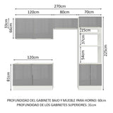 Combo completo de Cocina 270cm Blanco Gris Lux Madesa 01