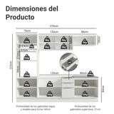 Combo Completo de Cocina 270 x 60 cm Blanco/Blanco Aterciopelado Lux Madesa 06