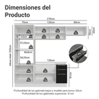 Combo completo de Cocina 270 cm 8 Puertas 3 Cajones Sin Mesada Blanco/Negro Lux Madesa