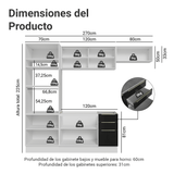 Combo completo de Cocina 270 x 60 cm Blanco/Negro Lux Madesa 08