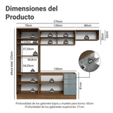 Combo completo de Cocina 270 x 60 cm Marrón/Gris Lux Madesa 08