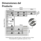 Combo completo de Cocina 270 cm 8 Puertas 3 Cajones Sin Mesada Blanco Lux Madesa