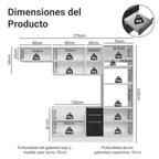 Combo completo de Cocina 270 cm Blanco/Negro Lux Madesa