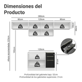 Combo Completo de Cocina 280 cm Blanco/Negro Lux Madesa 01