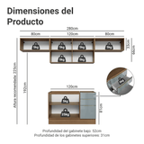 Combo Completo de Cocina 280 cm Marrón/Gris Lux Madesa 01