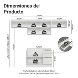 Combo completo de Cocina 280 x 60 cm Blanco/Blanco Aterciopelado Lux Madesa 02