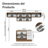 Combo completo de Cocina 280 x 60 cm Marrón/Blanco Aterciopelado Lux Madesa 02