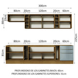 Combo completo de Cocina 300cm Marrón/Gris Lux da Sabrina Madesa