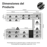 Combo Completo de Cocina 310 cm Blanco/Negro Lux Madesa 03