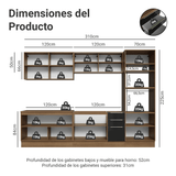 Combo Completo de Cocina 310 cm Marrón/Negro Lux Madesa 03