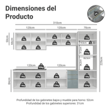Combo Completo de Cocina 310 cm Blanco/Gris Lux Madesa 03
