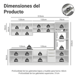 Combo completo de Cocina 310 x 60 cm Blanco/Blanco Aterciopelado Lux Madesa 04