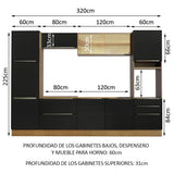 Combo completo de Cocina 320cm Marrón/Negro Lux Madesa 01