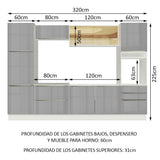 Combo completo de Cocina 320cm Blanco/Gris Lux Madesa 01