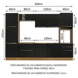 Combo completo de Cocina 320cm Marrón/Negro Lux Madesa 03