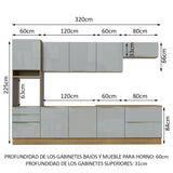 Combo completo de Cocina 320cm Marrón/Gris Lux Madesa 04