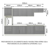 Combo completo de Cocina 320cm Blanco/Gris Lux Madesa 04
