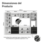 Combo completo de Cocina 320 cm 9 Puertas 5 Cajones Sin Mesada Blanco/Negro Lux Madesa