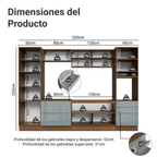 Combo completo de Cocina 320 cm 9 Puertas 5 Cajones Sin Mesada Marrón/Gris Lux Madesa