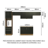 Combo completo de Cocina 340cm Marrón/Negro Lux Madesa 01